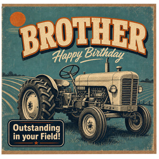 Brother Happy Birthday Card, Vintage Tractor Birthday Card
