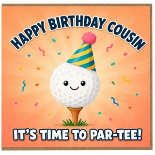 Cousin Birthday Card, Happy Birthday Cousin It's Time to Par - Tee Golf Card