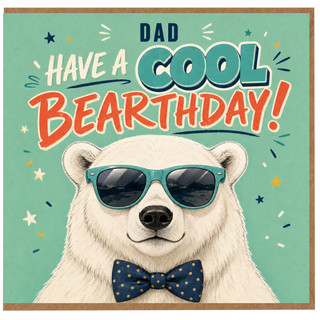 Dad Birthday Card, Have a Cool Bearthday Funny Polar Bear Card