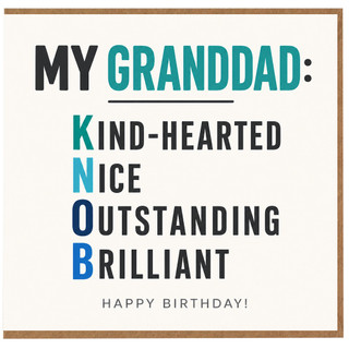 Grandad Birthday Card, My Granddad Kind - Hearted Nice Outstanding Brilliant Happy Birthday Card