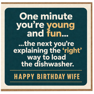 Wife Birthday Card, Funny Happy Birthday Card for Wife, Dishwasher Joke Birthday Card