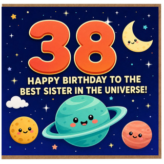 38th Birthday Card for Sister, Happy Birthday to the Best Sister in the Universe Card