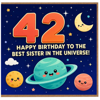 42nd Birthday Card for Sister, Happy Birthday to the Best Sister in the Universe