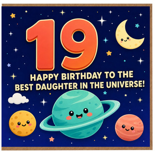 19th Birthday Card for Daughter, Happy Birthday to the Best Daughter in the Universe Space Design