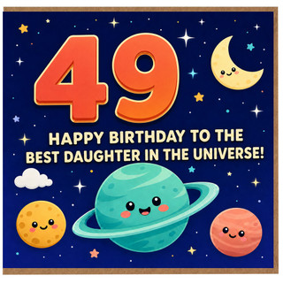 49th Birthday Card for Daughter, Happy Birthday to the Best Daughter in the Universe Space Card