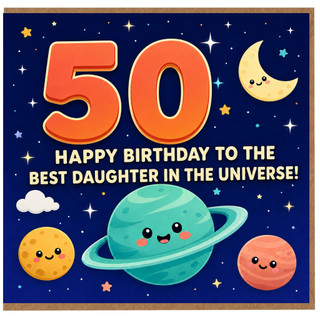 50th Birthday Card for Daughter, Happy Birthday to the Best Daughter in the Universe Space Themed Card