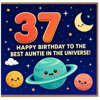 37th Birthday Card for Auntie, Happy Birthday to the Best Auntie in the Universe Space Themed Card