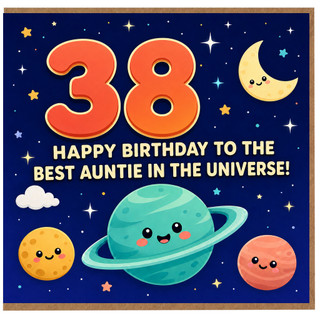 38th Birthday Card for Auntie, Happy Birthday to the Best Auntie in the Universe Card