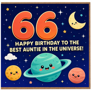66th Birthday Card for Auntie, Happy Birthday to the Best Auntie in the Universe Space Card