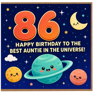 86th Birthday Card for Auntie, Happy Birthday to the Best Auntie in the Universe