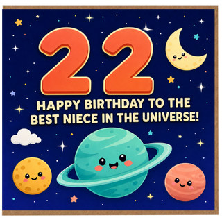 22nd Birthday Card for Niece, Happy Birthday to the Best Niece in the Universe
