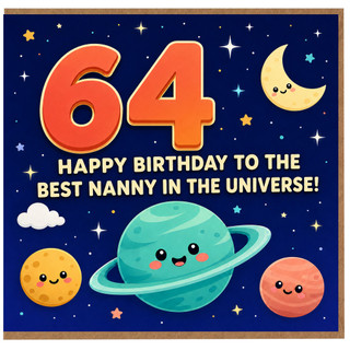 Nanny 64th Birthday Card, Happy Birthday to the Best Nanny in the Universe