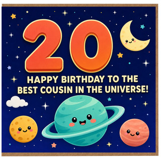 20th Birthday Card for Cousin, Happy Birthday to the Best Cousin in the Universe Space Card