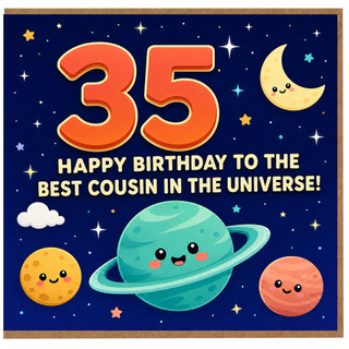 35th Birthday Card for Cousin, Happy Birthday to the Best Cousin in the Universe Space Card