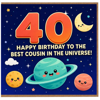 40th Birthday Card for Cousin, Happy Birthday to the Best Cousin in the Universe Space Card