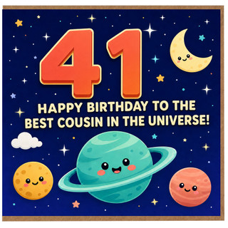 41st Birthday Card for Cousin, Happy Birthday to the Best Cousin in the Universe