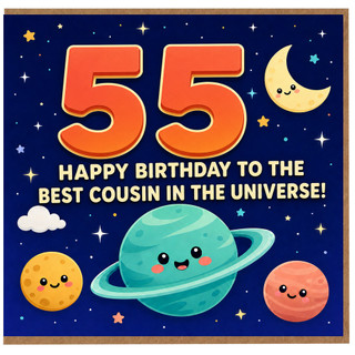 55th Birthday Card for Cousin, Happy Birthday to the Best Cousin in the Universe Space Theme Card