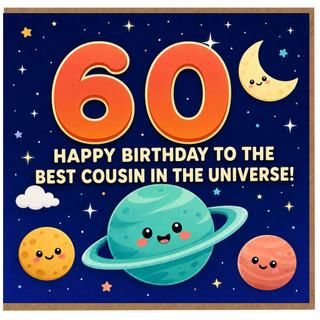 60th Birthday Card for Cousin, Happy Birthday to the Best Cousin in the Universe Space Theme Card