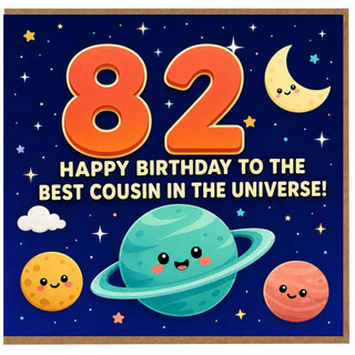 82nd Birthday Card for Cousin, Happy Birthday to the Best Cousin in the Universe Space Theme Card