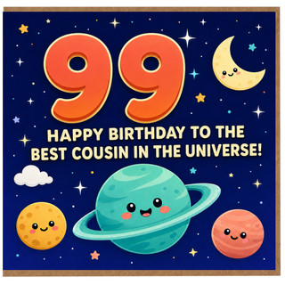 99th Birthday Card for Cousin, Happy Birthday to the Best Cousin in the Universe