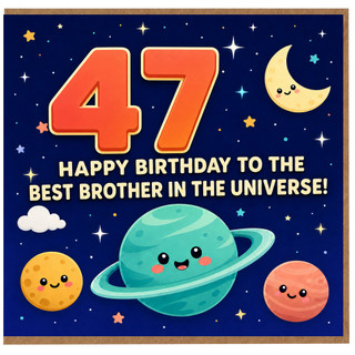 47th Birthday Card for Brother, Happy Birthday to the Best Brother in the Universe Space Card