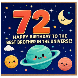72nd Birthday Card for Brother, Happy Birthday to the Best Brother in the Universe
