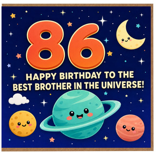 86th Birthday Card for Brother, Space Themed Happy Birthday Card