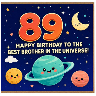 89th Birthday Card for Brother, Happy Birthday to the Best Brother in the Universe Space Card