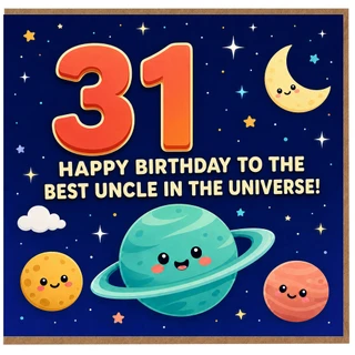 31st Birthday Card for Uncle, Happy Birthday to the Best Uncle in the Universe