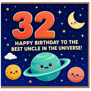 32nd Birthday Card for Uncle, Happy Birthday to the Best Uncle in the Universe Space Theme Card