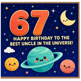 67th Birthday Card for Uncle, Happy Birthday to the Best Uncle in the Universe