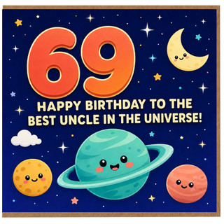 69th Birthday Card for Uncle, Happy Birthday to the Best Uncle in the Universe