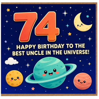 74th Birthday Card for Uncle, Happy Birthday to the Best Uncle in the Universe Space Card