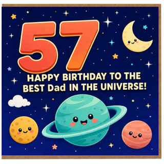 57th Birthday Card for Dad, Happy Birthday to the Best Dad in the Universe