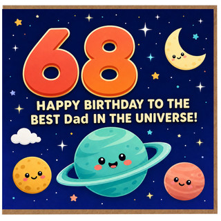68th Birthday Card for Dad, Space Themed Happy Birthday Card