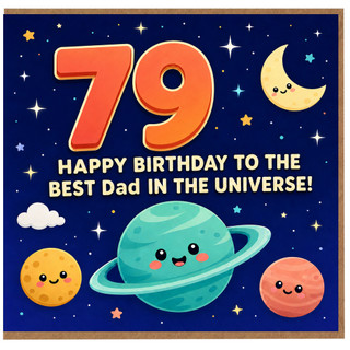 79th Birthday Card for Dad, Happy Birthday to the Best Dad in the Universe Space Card