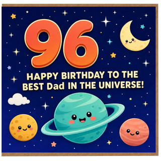 96th Birthday Card for Dad, Space Theme Happy Birthday to the Best Dad in the Universe
