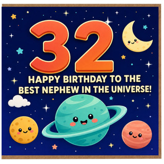 32nd Birthday Card for Nephew, Space Theme Happy Birthday Card