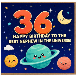 36th Birthday Card for Nephew, Happy Birthday to the Best Nephew in the Universe Space Card