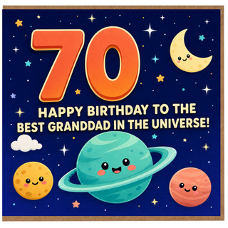 70th Birthday Card for Granddad, Happy Birthday to the Best Granddad in the Universe Space Theme Card