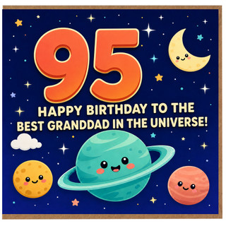 95th Birthday Card for Granddad, Happy Birthday to the Best Granddad in the Universe, Space Themed Card