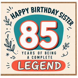 Sister 85th Birthday Card, Happy Birthday Sister 85 Years of Being a Complete Legend
