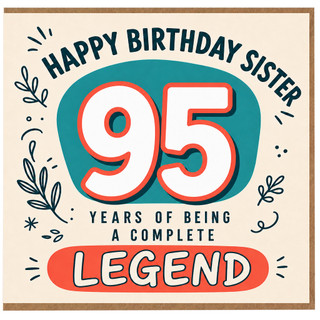 95th Birthday Card for Sister, Happy Birthday Sister 95 Years of Being a Complete Legend