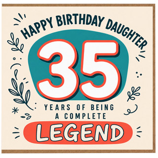 Daughter 35th Birthday Card, Happy Birthday Daughter 35 Years of Being a Complete Legend Card