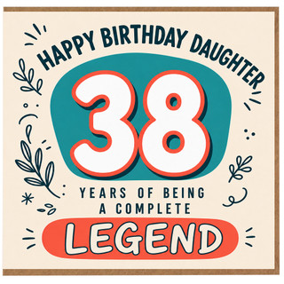 38th Birthday Card for Daughter, Happy Birthday Daughter 38 Years of Being a Complete Legend