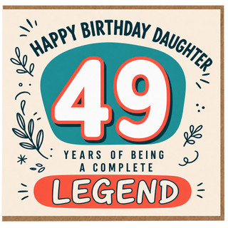 49th Birthday Card for Daughter, Happy Birthday Daughter 49 Years of Being a Complete Legend Card