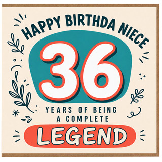 Niece 36th Birthday Card, Years of Being a Complete Legend