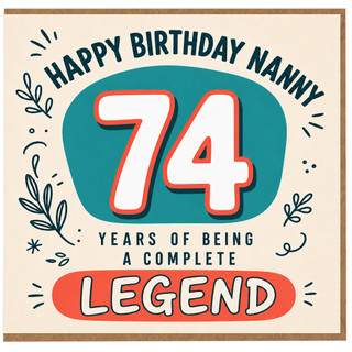 Nanny 74th Birthday Card, Happy Birthday Nanny Legend Card