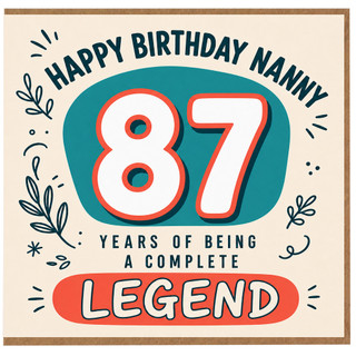 Nanny 87th Birthday Card, Years of Being a Complete Legend Card