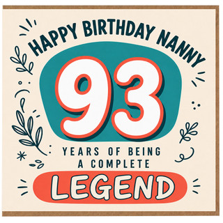 Nanny 93rd Birthday Card, Happy Birthday Nanny Legend Card